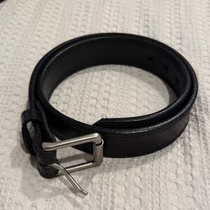 Gingrich Black Leather Belt Silver Buckle Classic Dress Style Size 32 (B1)